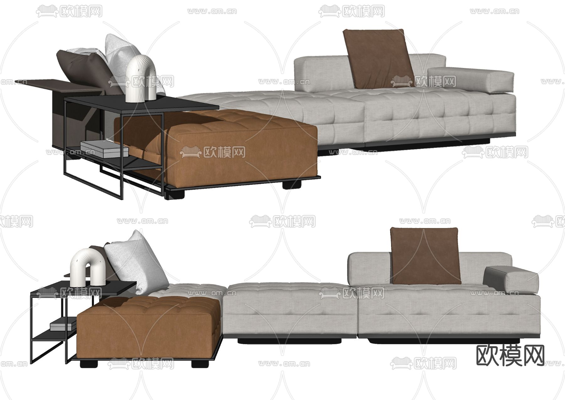 现代布艺多人沙发su模型下载（渲染图2）