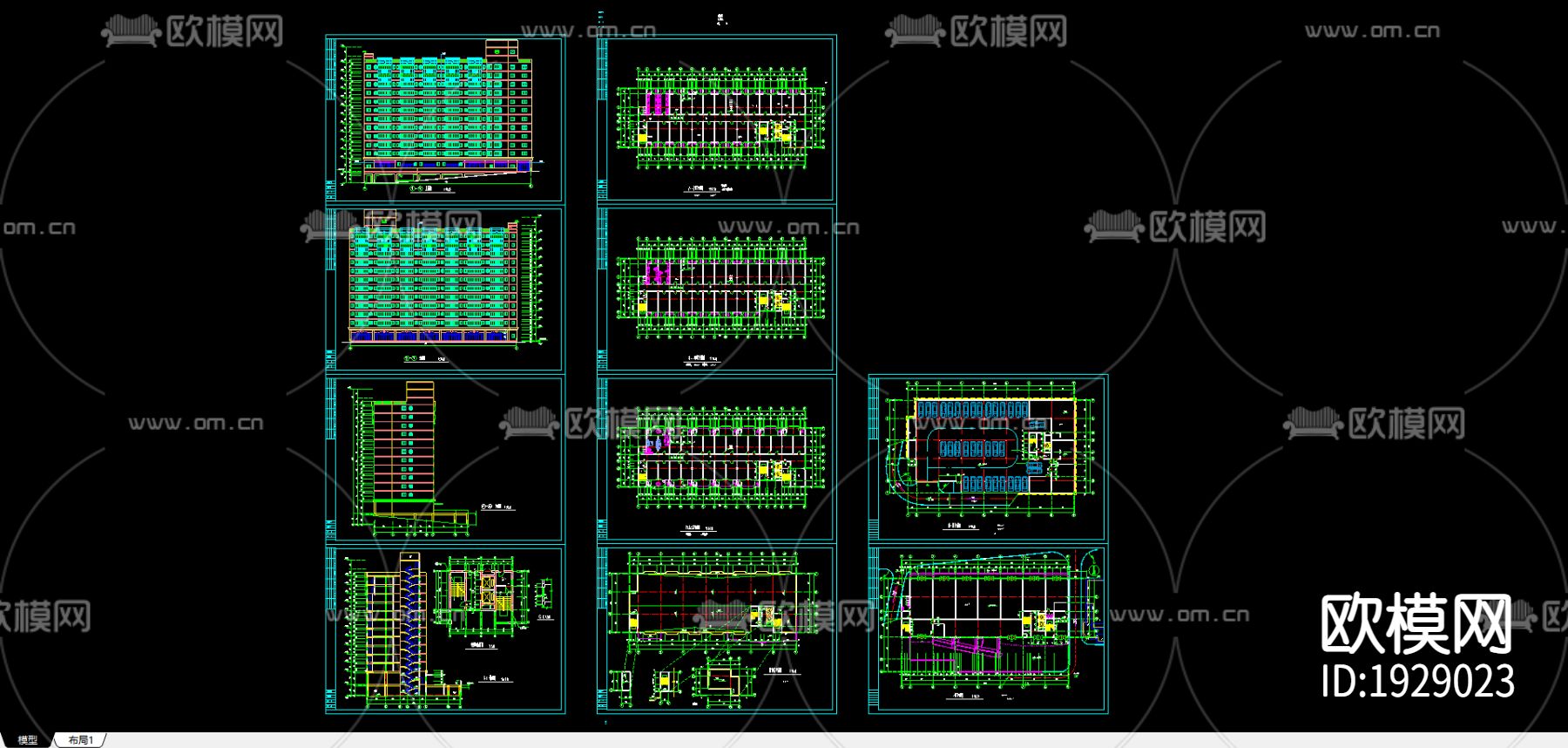 郑州某12层的学生宿舍CAD施工图下载（渲染图4）