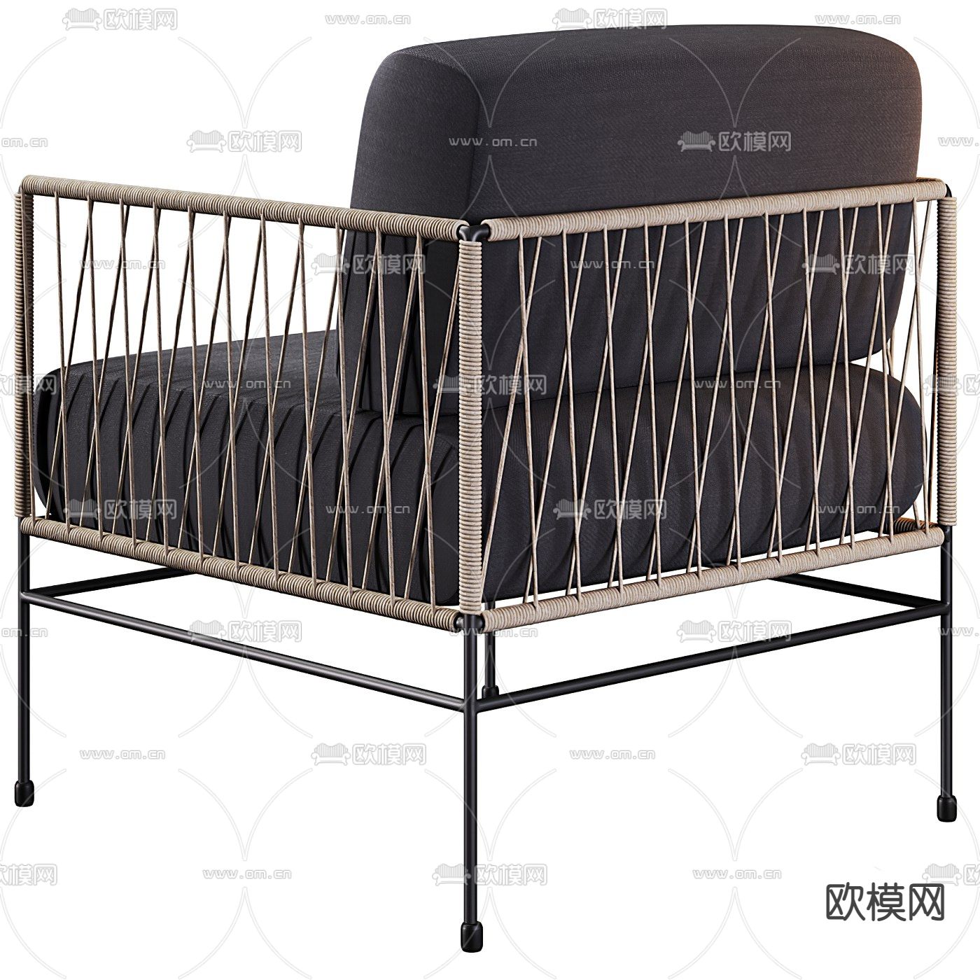 现代绳编户外休闲椅3d模型下载（渲染图3）