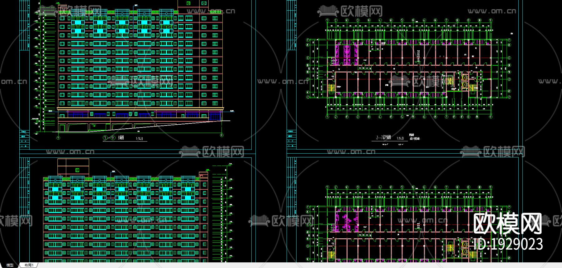 郑州某12层的学生宿舍CAD施工图下载（渲染图3）
