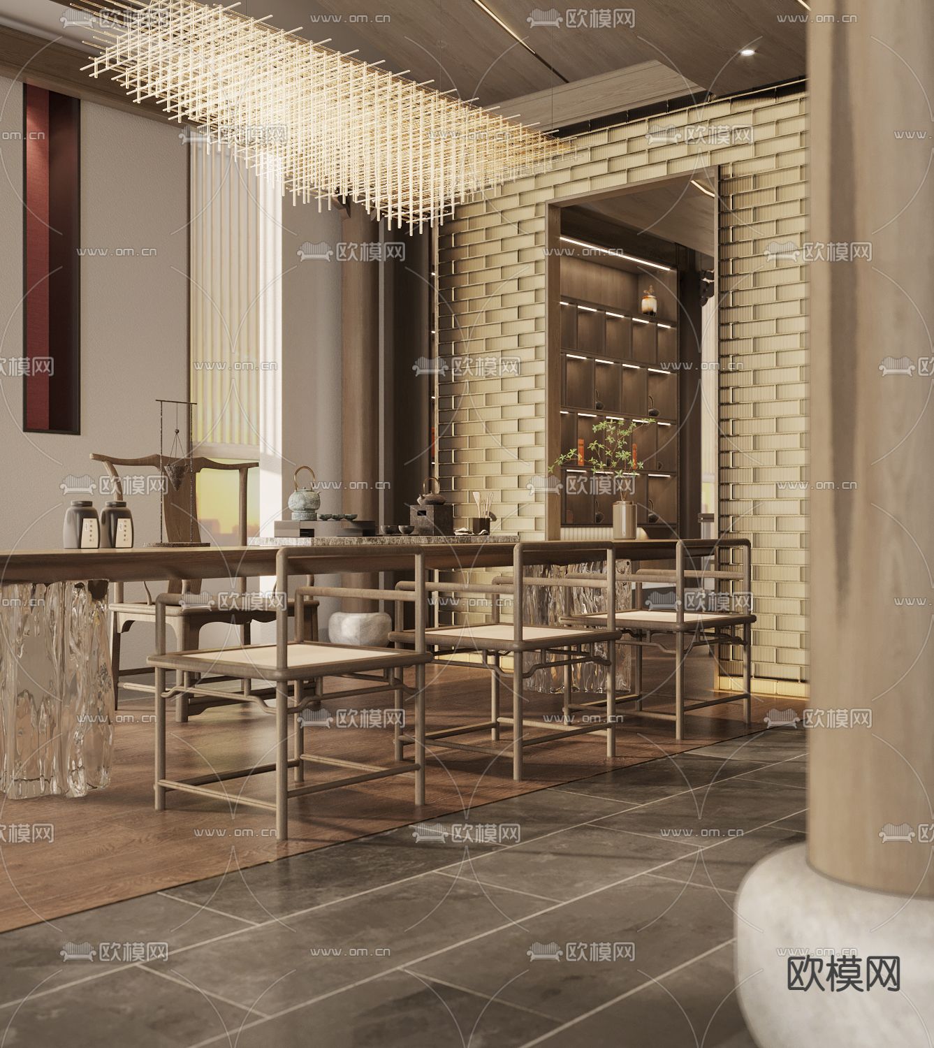 中式茶楼会所3d模型
