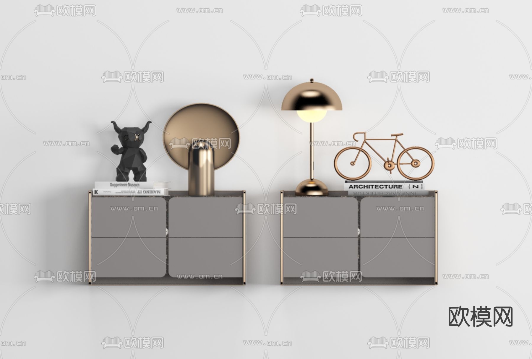 现代床头柜免费3d模型下载