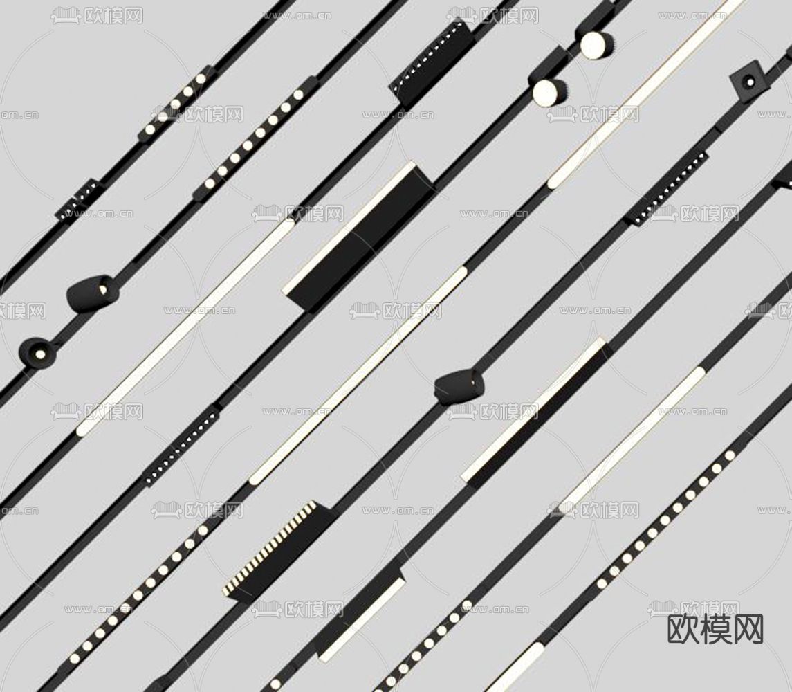 现代磁吸灯轨道灯su模型下载（渲染图2）