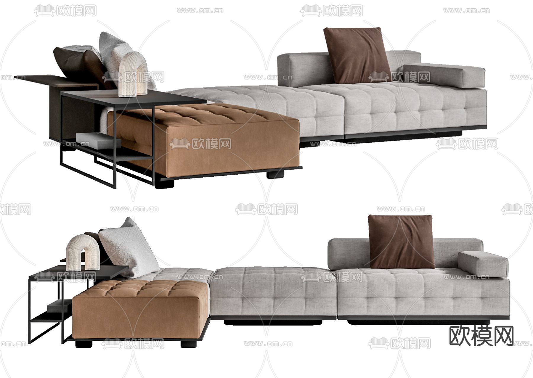 现代布艺多人沙发su模型下载（渲染图1）
