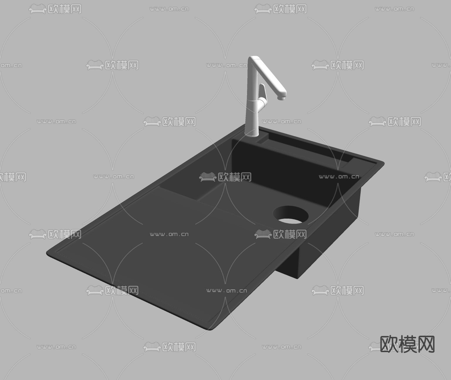 现代不锈钢水槽su模型下载（渲染图2）
