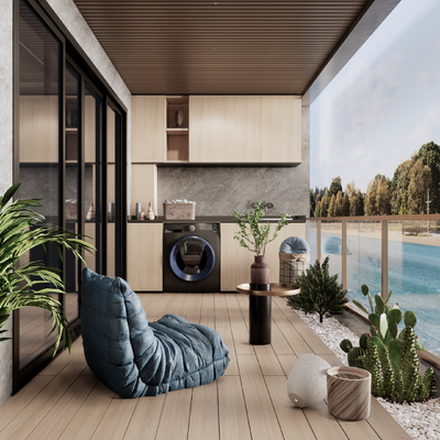  现代景观阳台su模型 