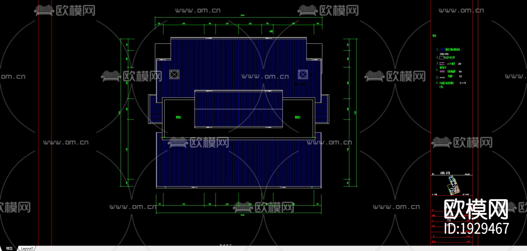别墅cad平面布置图下载（渲染图2）