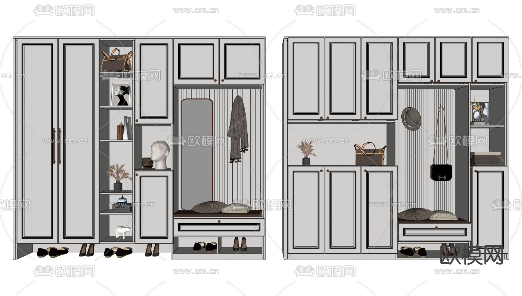 欧式轻奢鞋柜su模型下载（渲染图2）