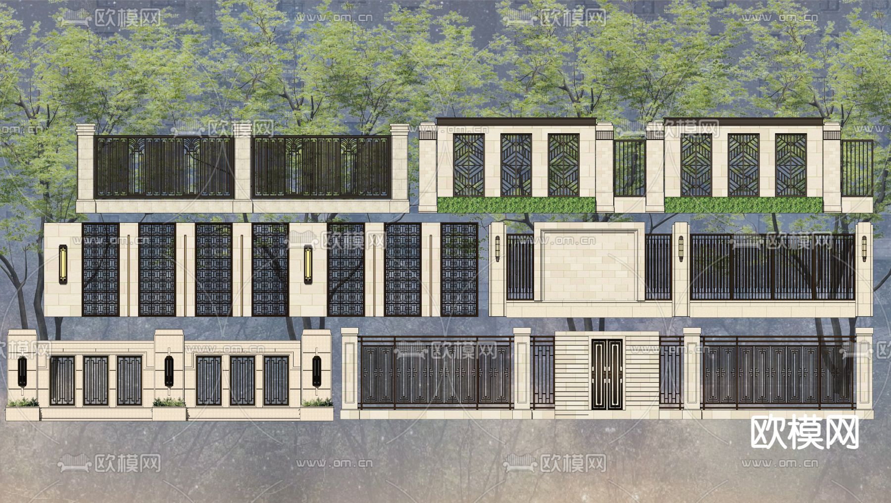 简欧式新亚洲住宅小区su模型