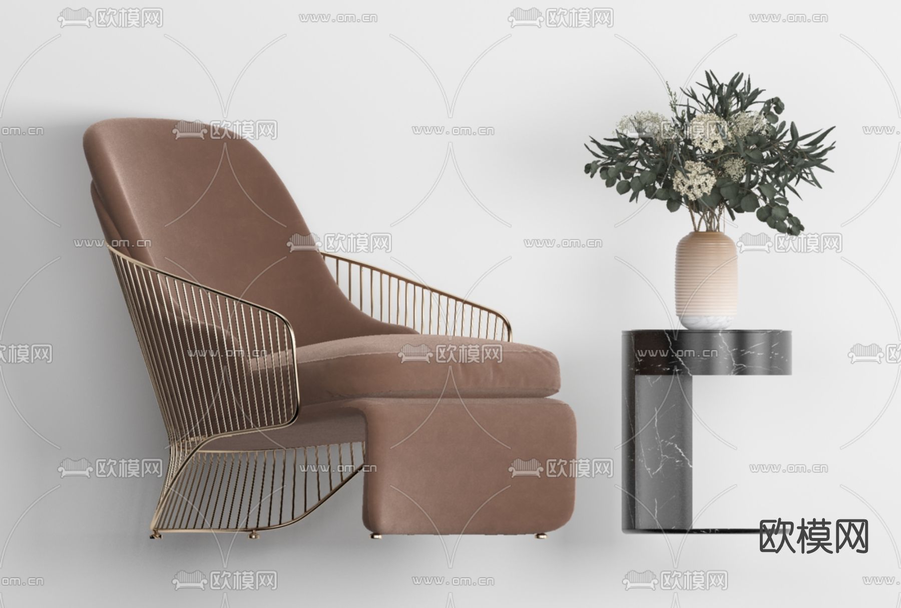 现代布艺休闲椅免费3d模型下载