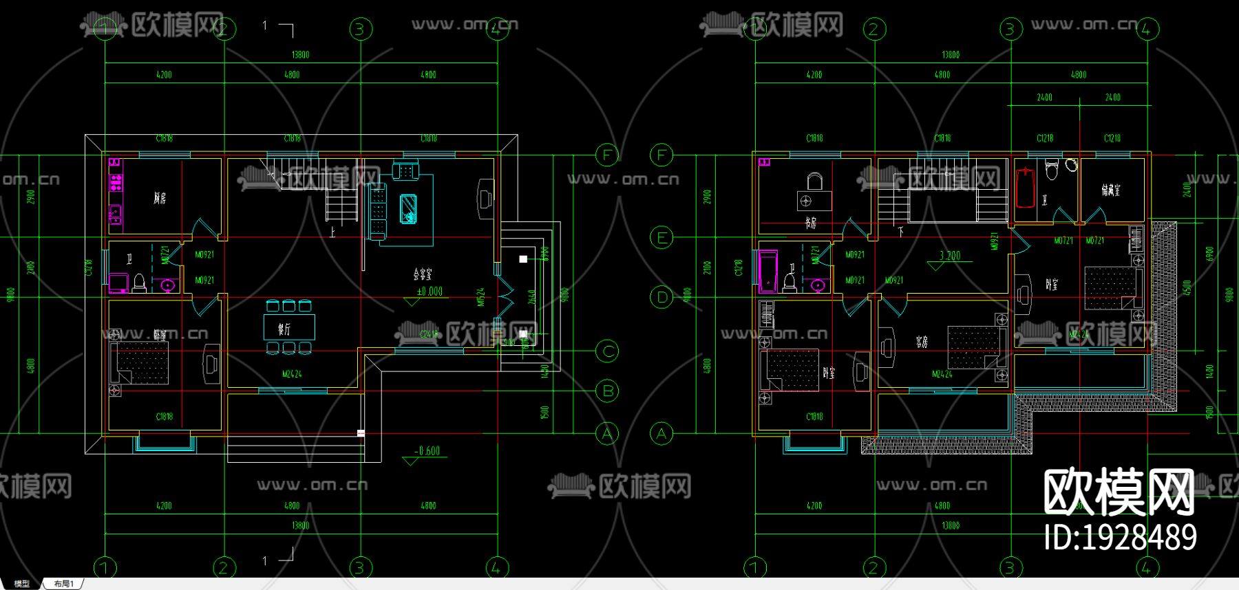 乡村别墅cad施工图下载（渲染图4）