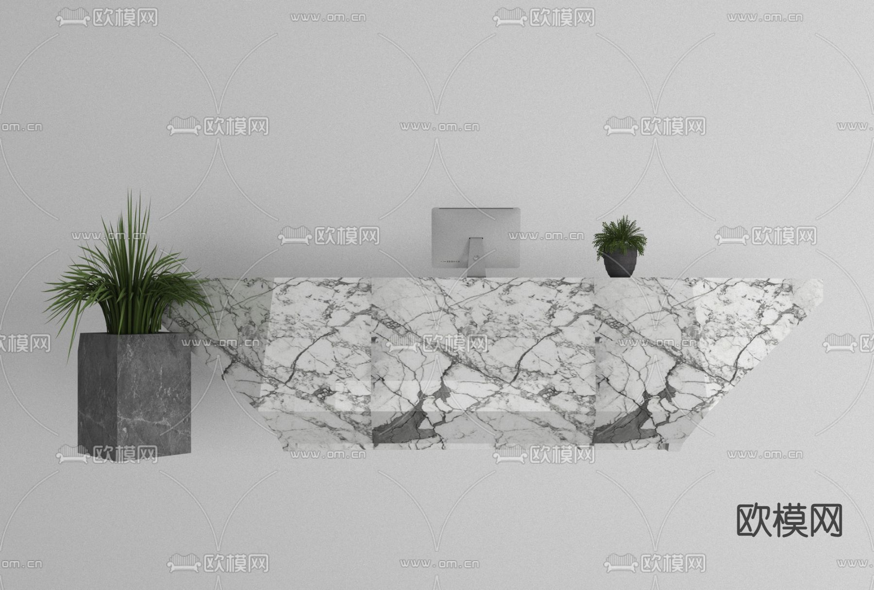 现代大理石前台免费3d模型下载