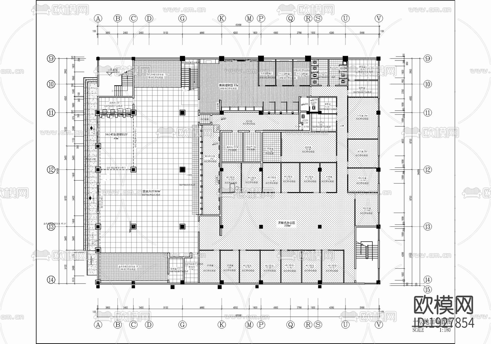 某民生银行CAD施工图下载（渲染图4）