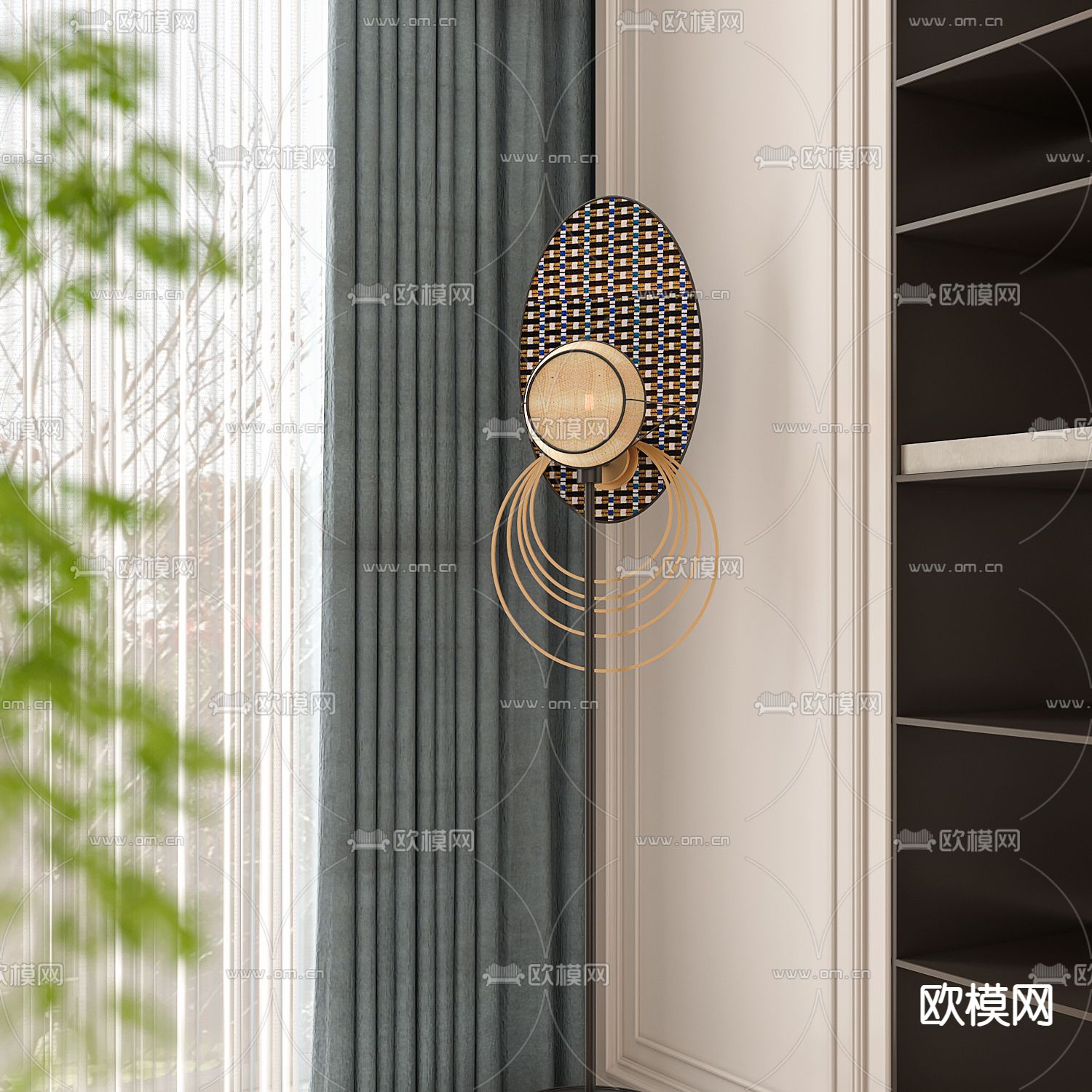 现代轻奢书房3d模型下载（渲染图2）