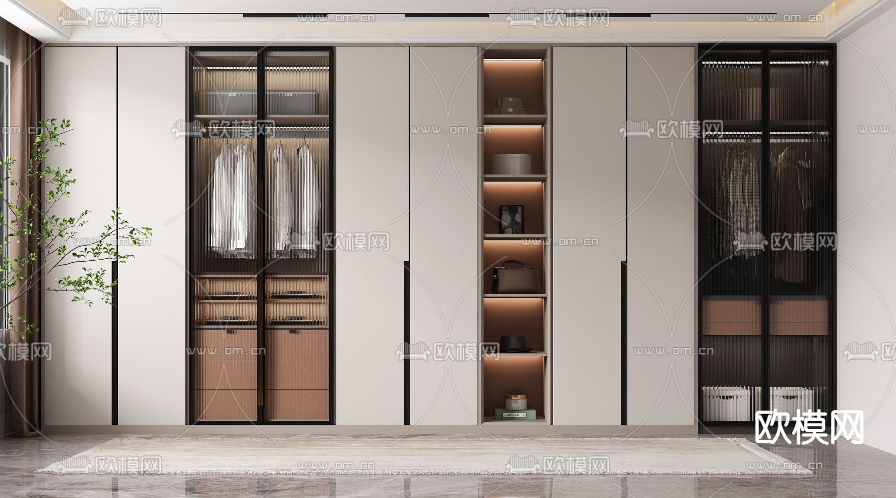现代轻奢衣柜3d模型下载