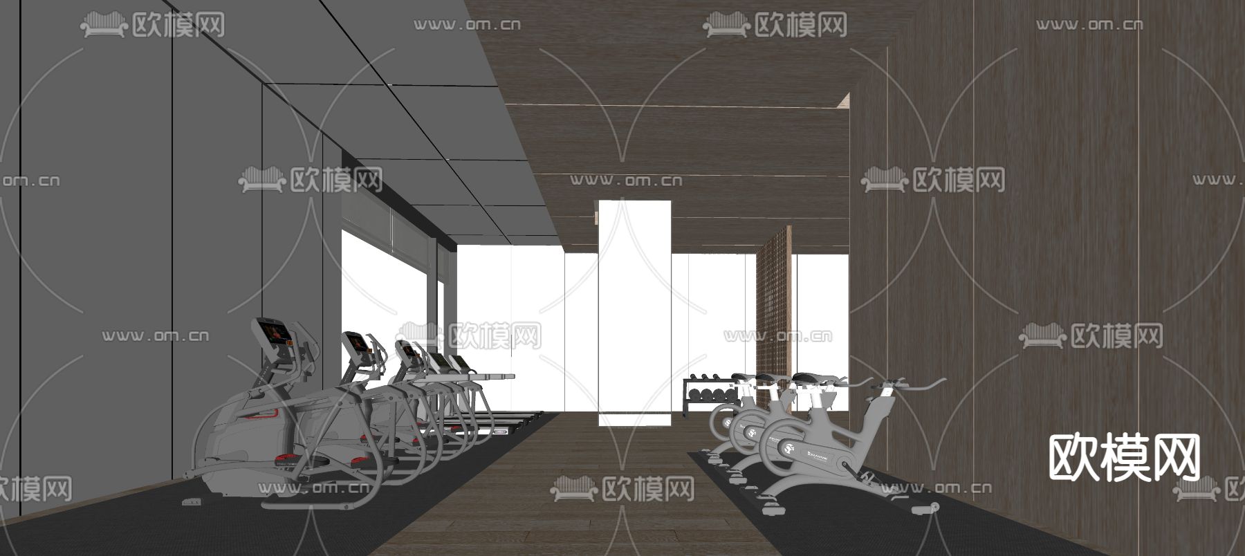 现代健身房su模型下载（渲染图2）