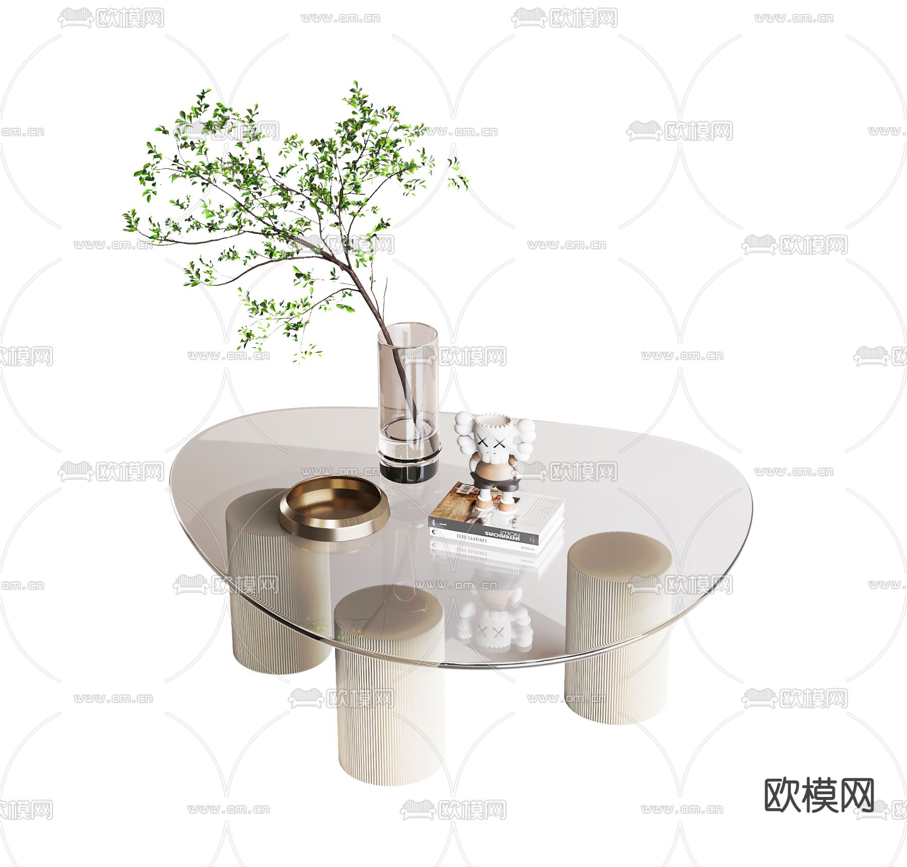 现代玻璃茶几3d模型下载