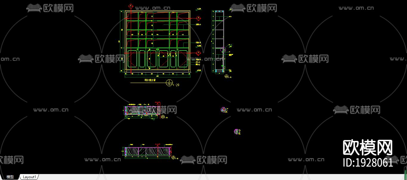 别墅书房书柜详图下载