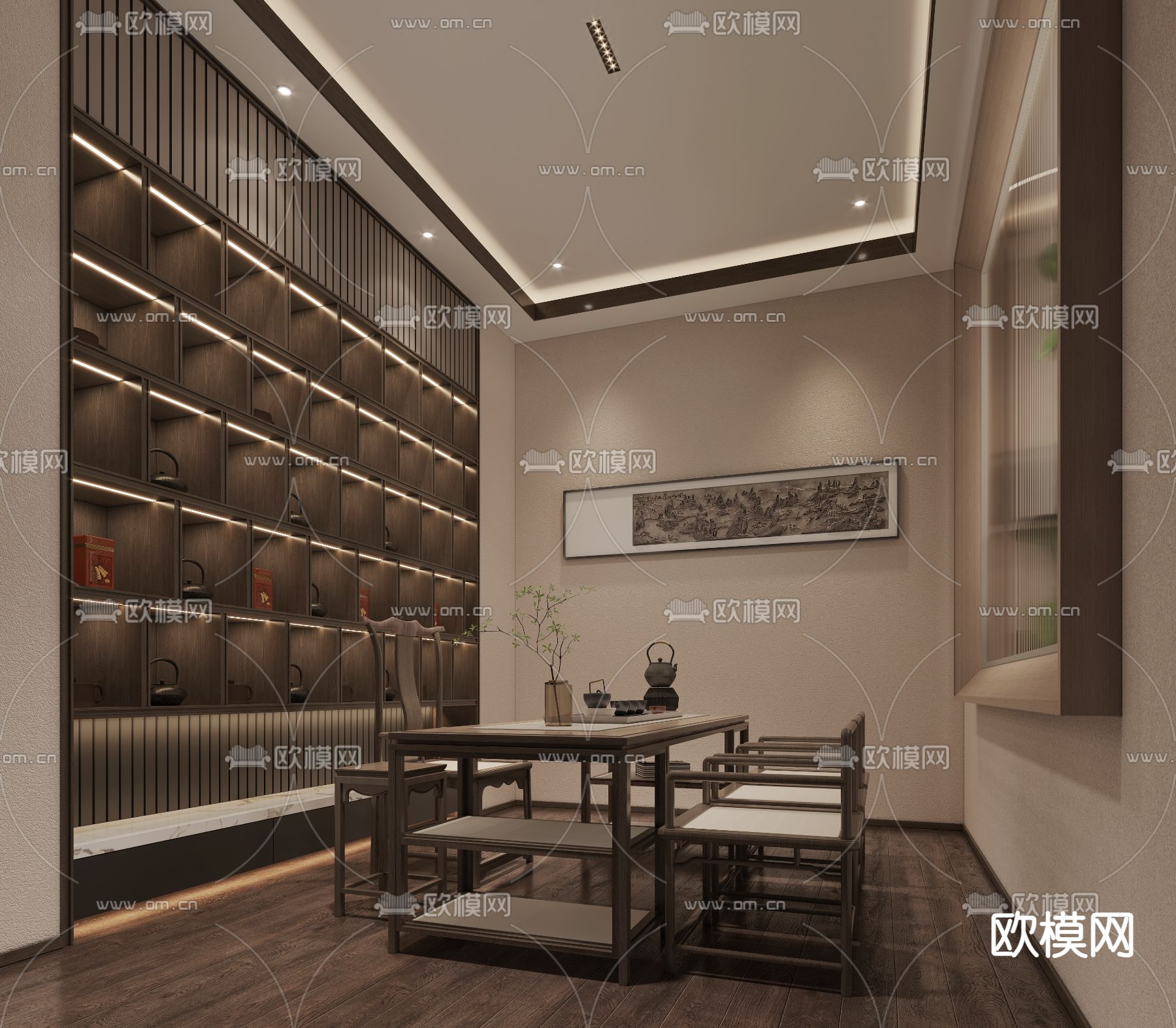 中式茶楼会所3d模型下载（渲染图1）