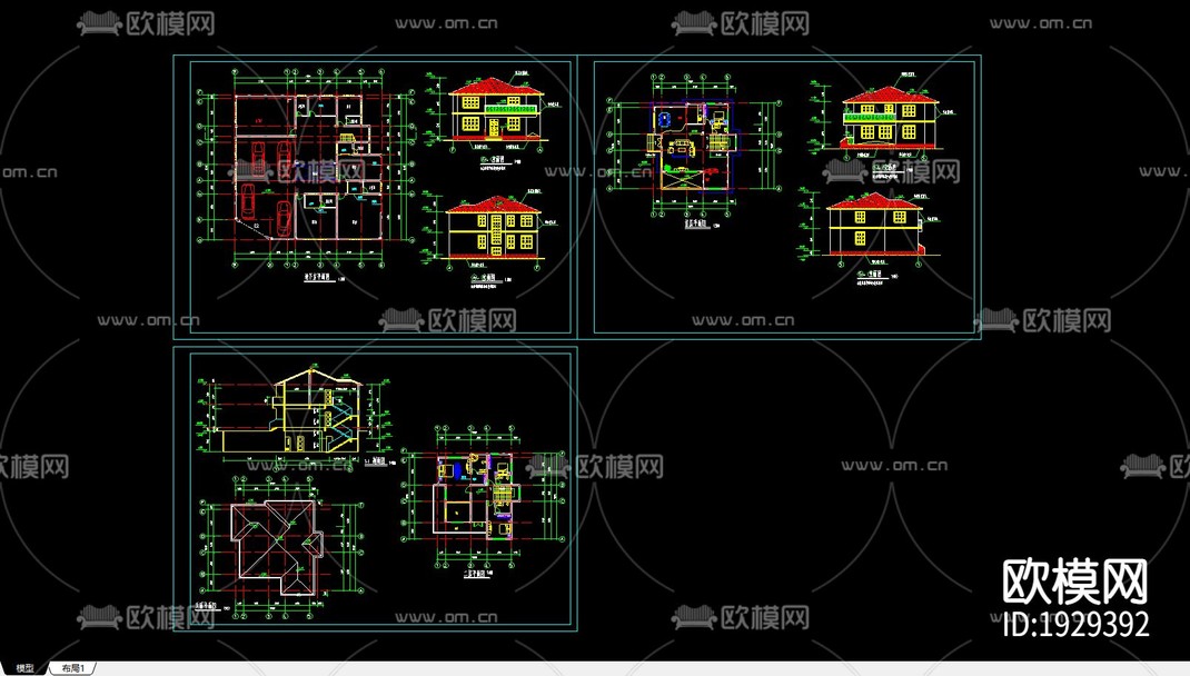 别墅cad平面布置图-免费3dmax模型库-欧模网