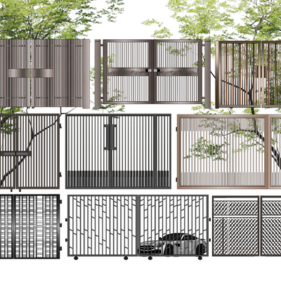 现代庭院景观门su模型