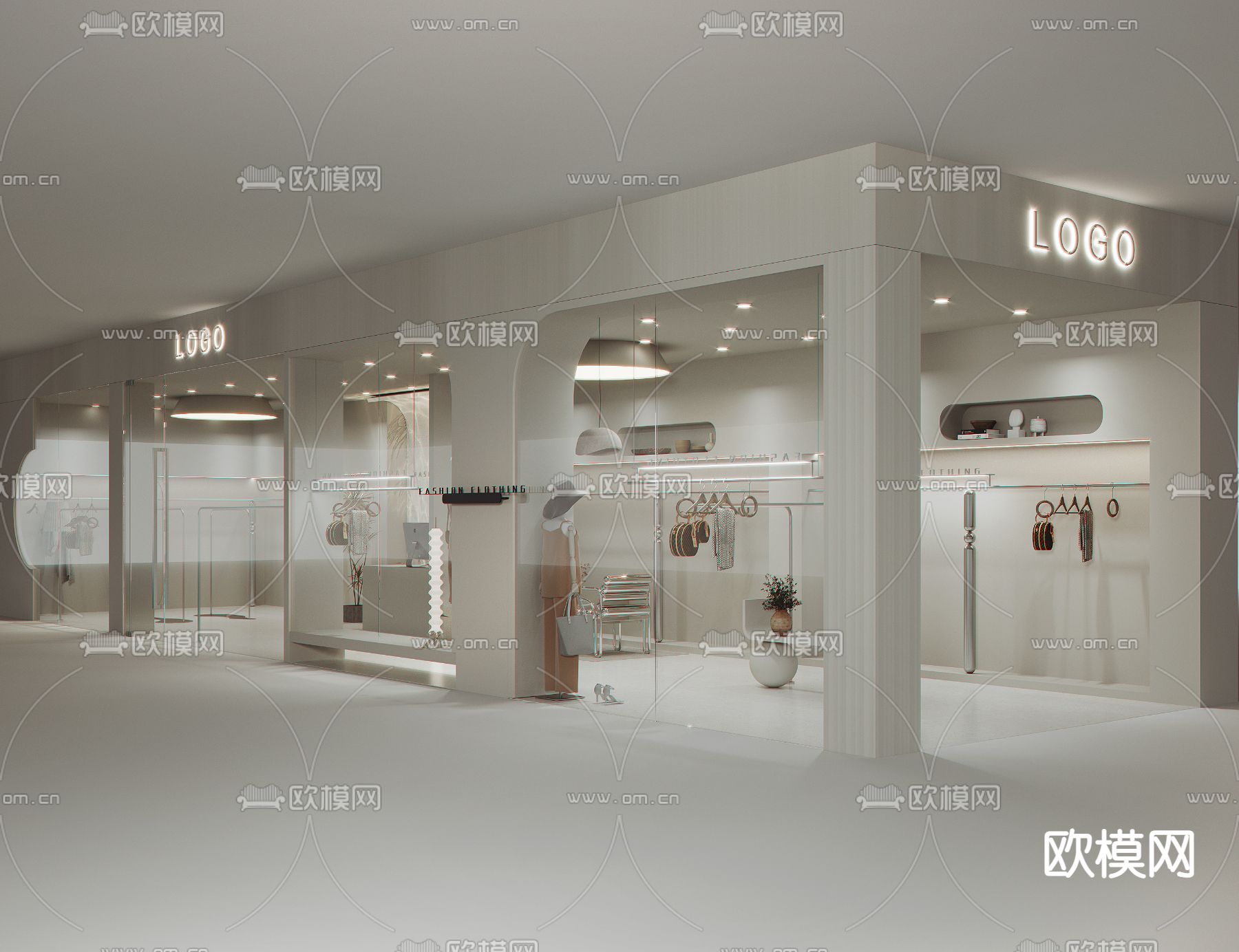 现代女装服装店su模型