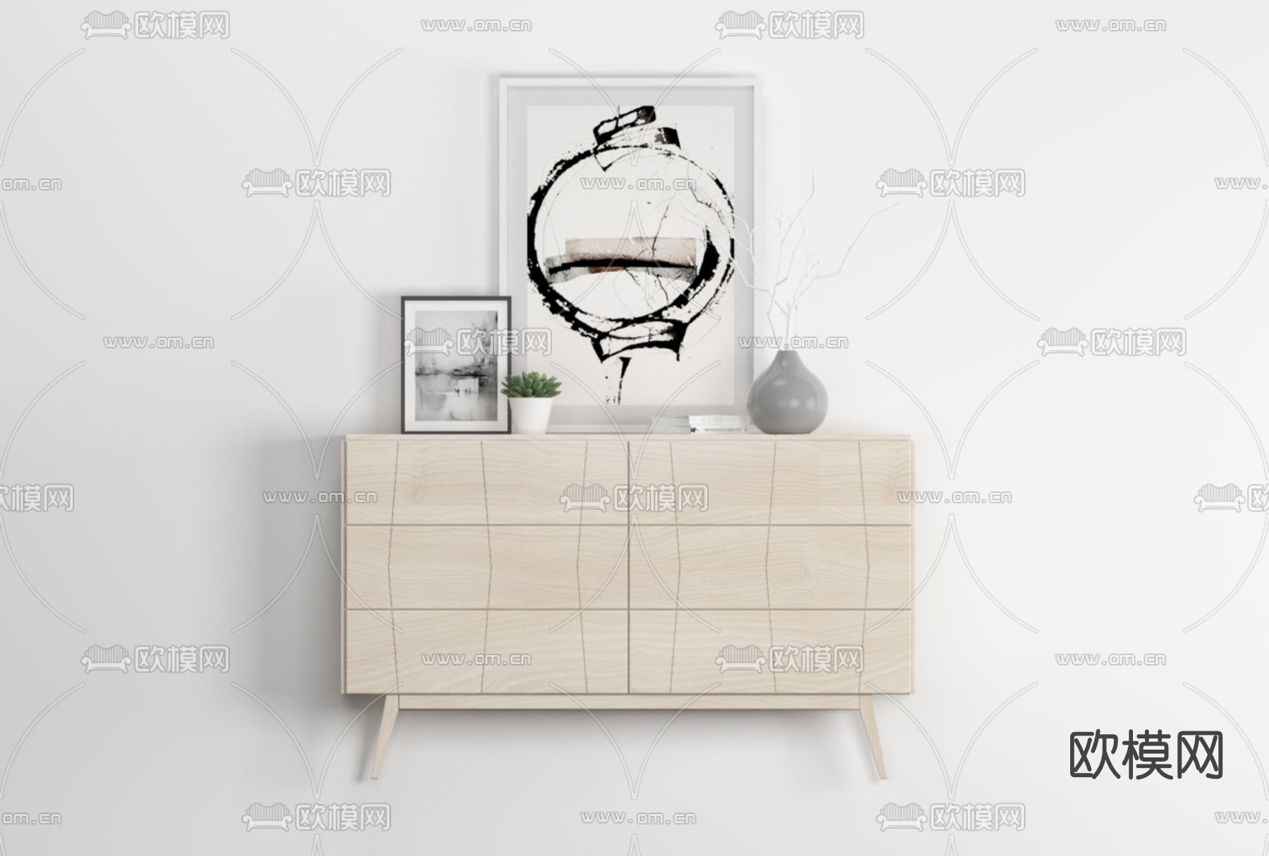 北欧玄关柜边柜免费3d模型下载