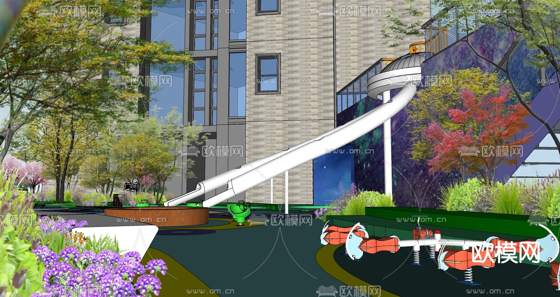 现代儿童游乐区su模型