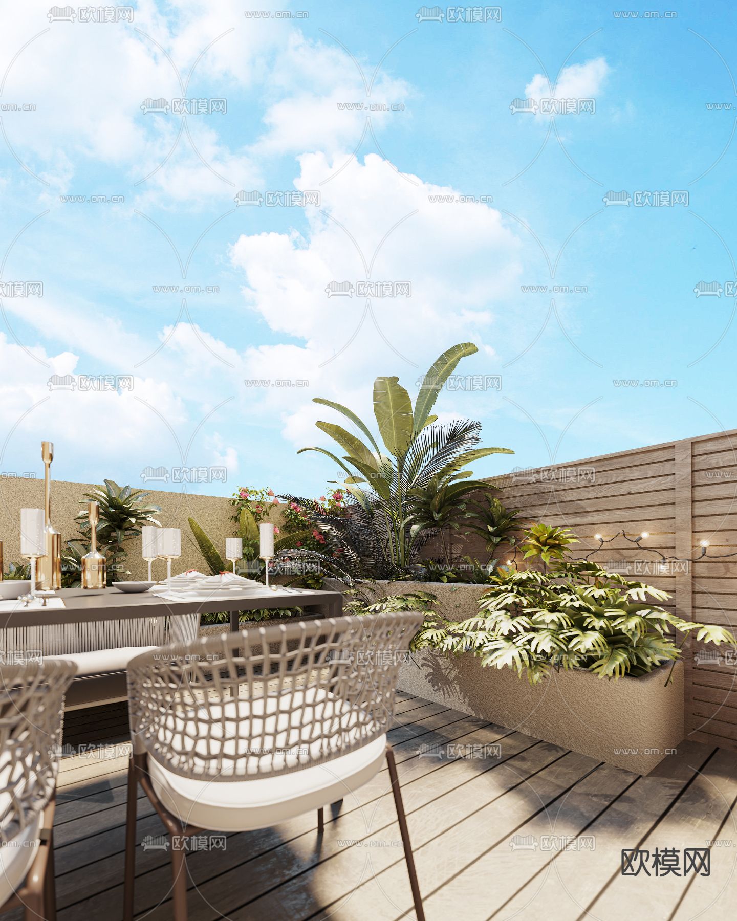 现代休闲阳台露台3d模型下载（渲染图3）