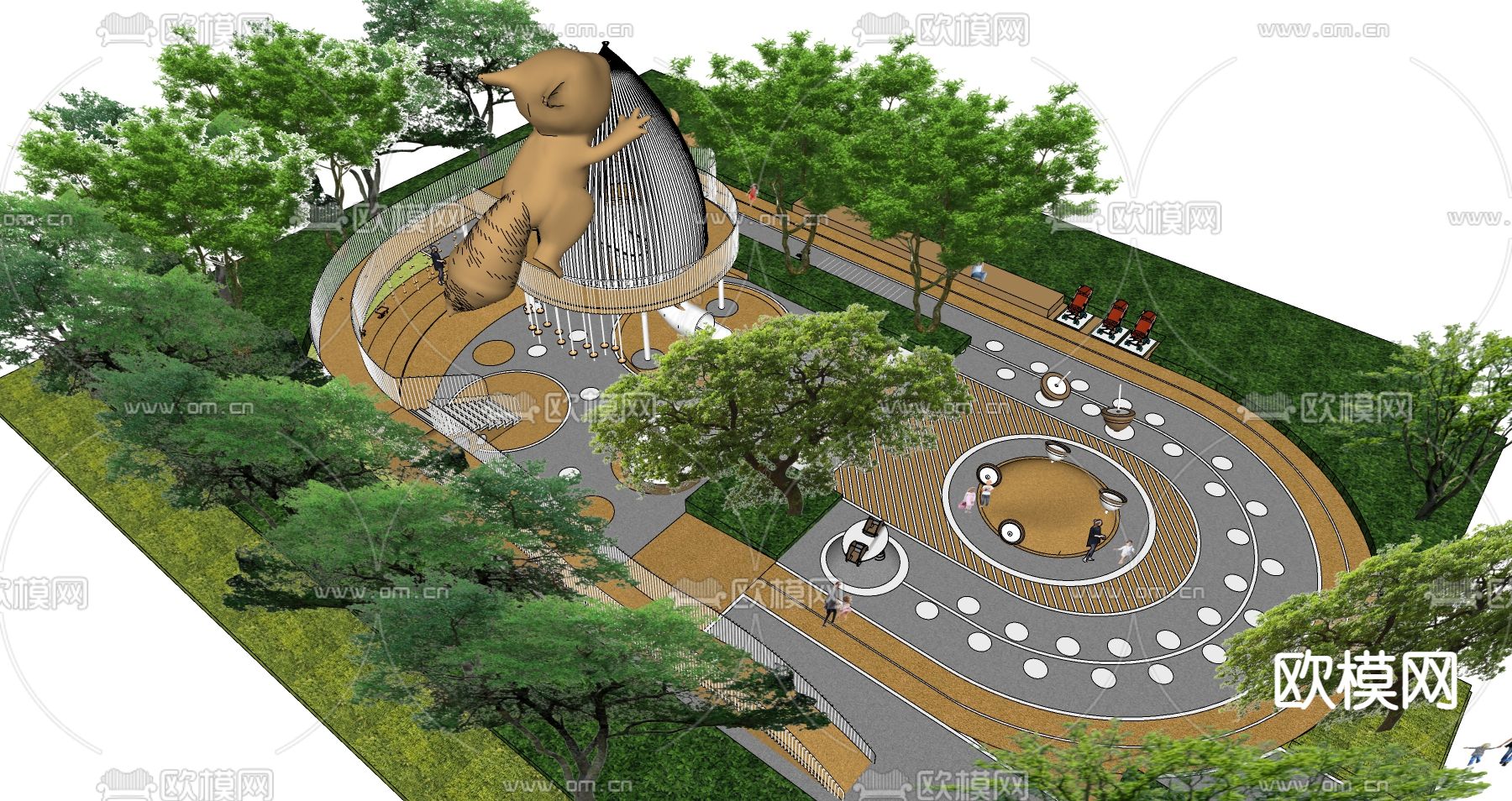 现代儿童游乐园su模型下载（渲染图1）