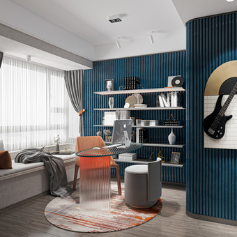 后现代轻奢书房3d模型