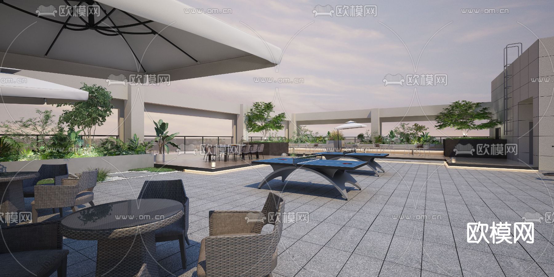 现代屋顶花园3d模型下载（渲染图2）