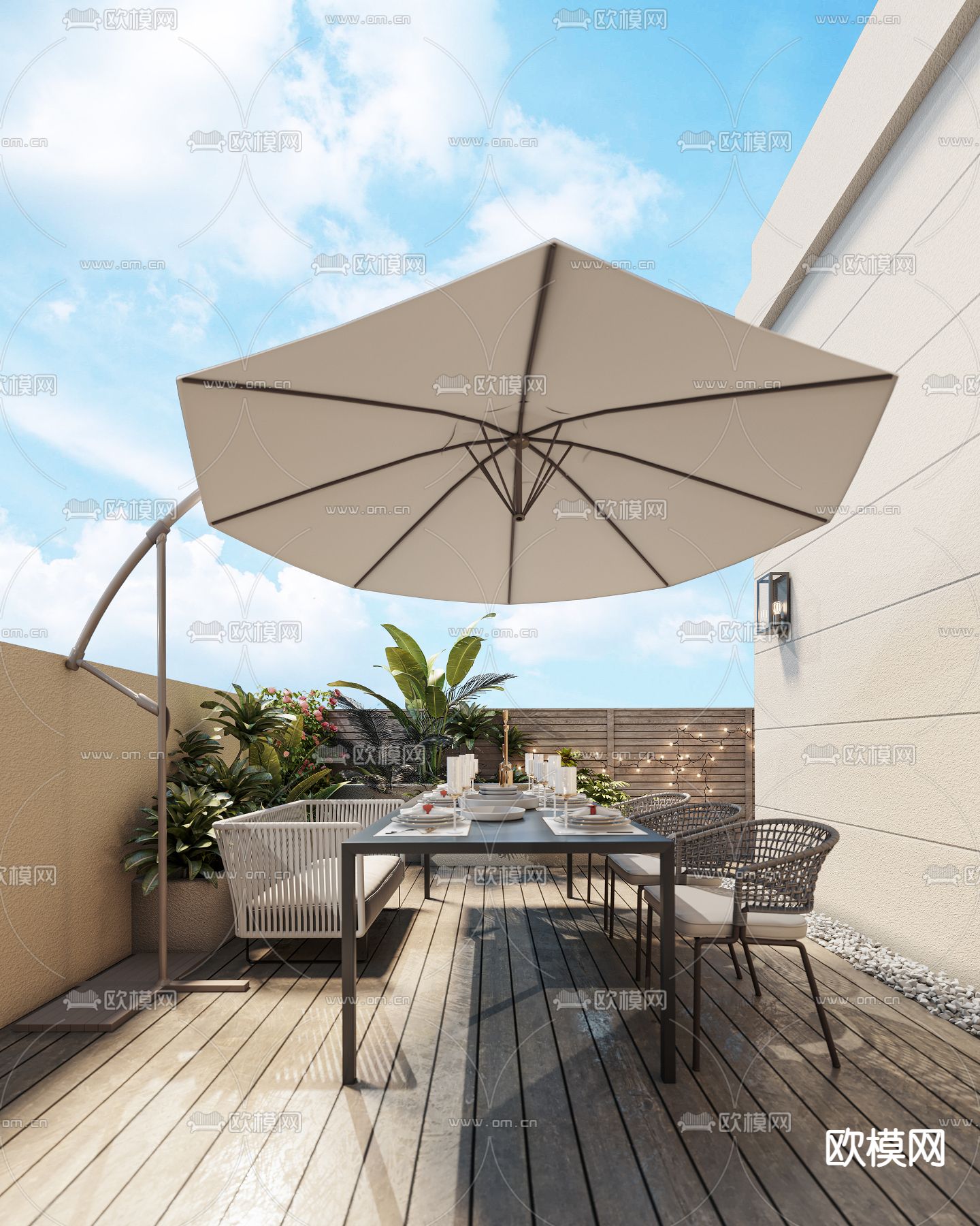 现代休闲阳台露台3d模型下载（渲染图2）
