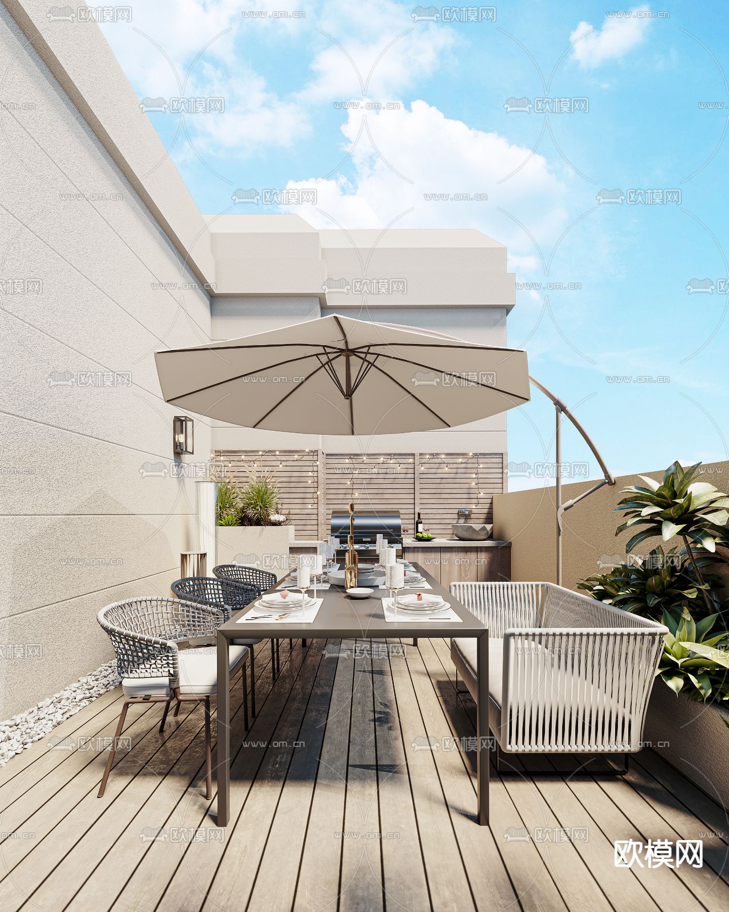 现代休闲阳台露台3d模型下载（渲染图4）