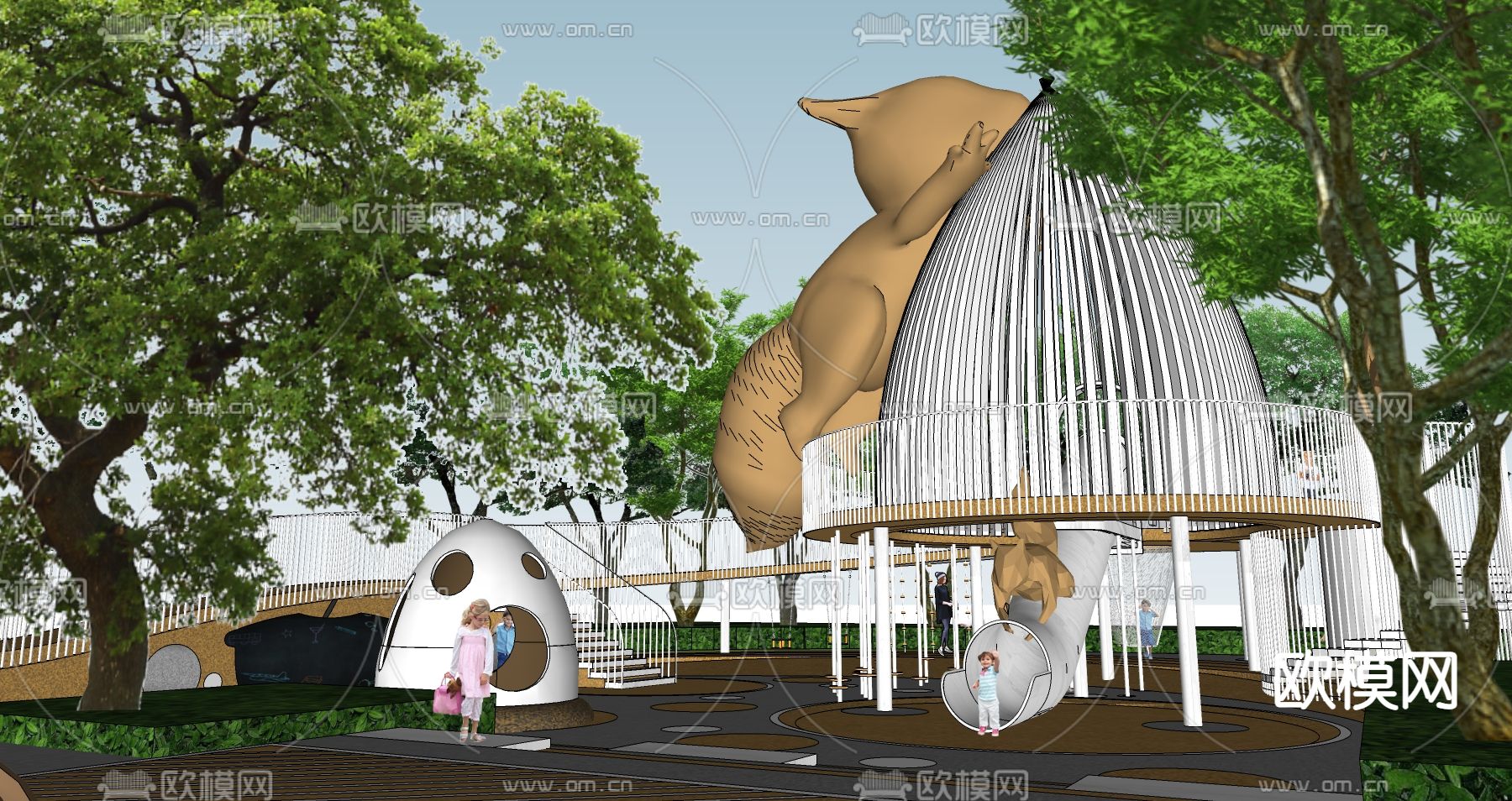 现代儿童游乐园su模型下载（渲染图3）