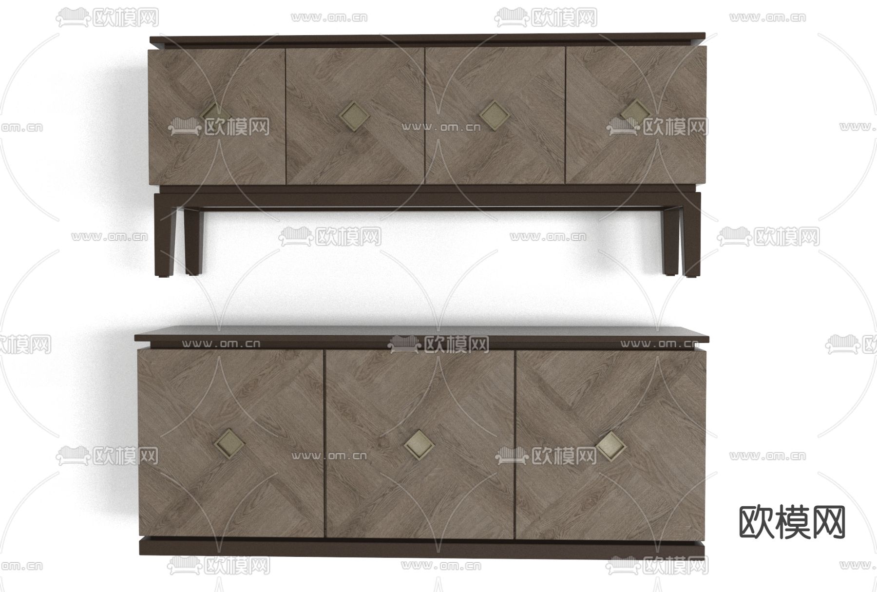 新中式实木电视柜免费3d模型下载