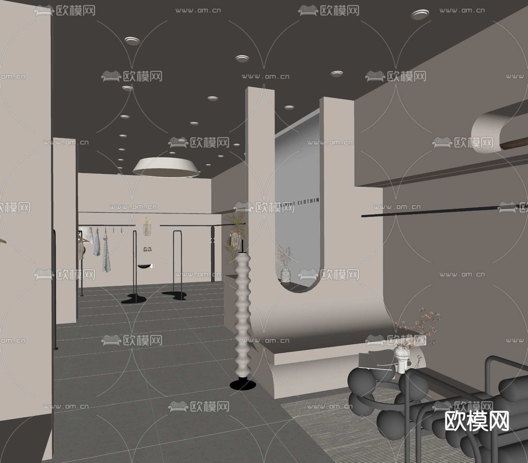 现代女装服装店su模型