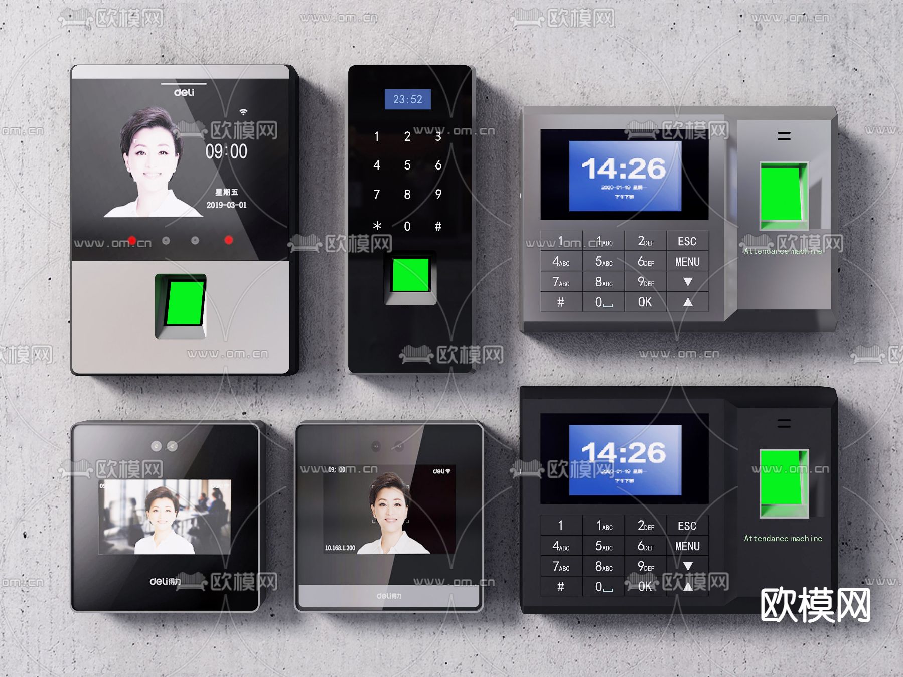 现代打卡机考勤机3d模型下载