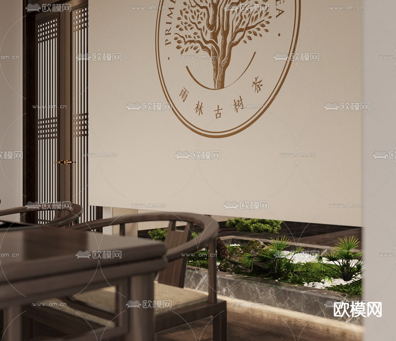 新中式茶馆茶室3d模型下载（渲染图3）