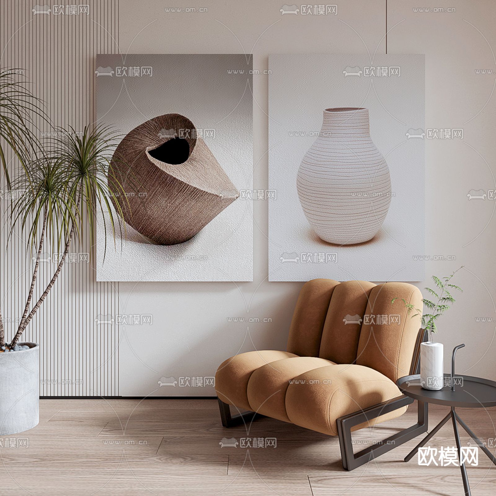 现代布艺单人沙发3d模型下载