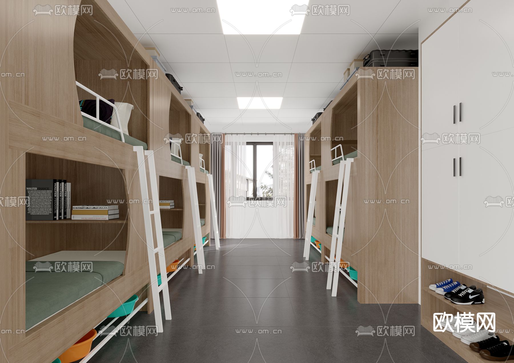 现代学校宿舍3d模型下载（渲染图1）