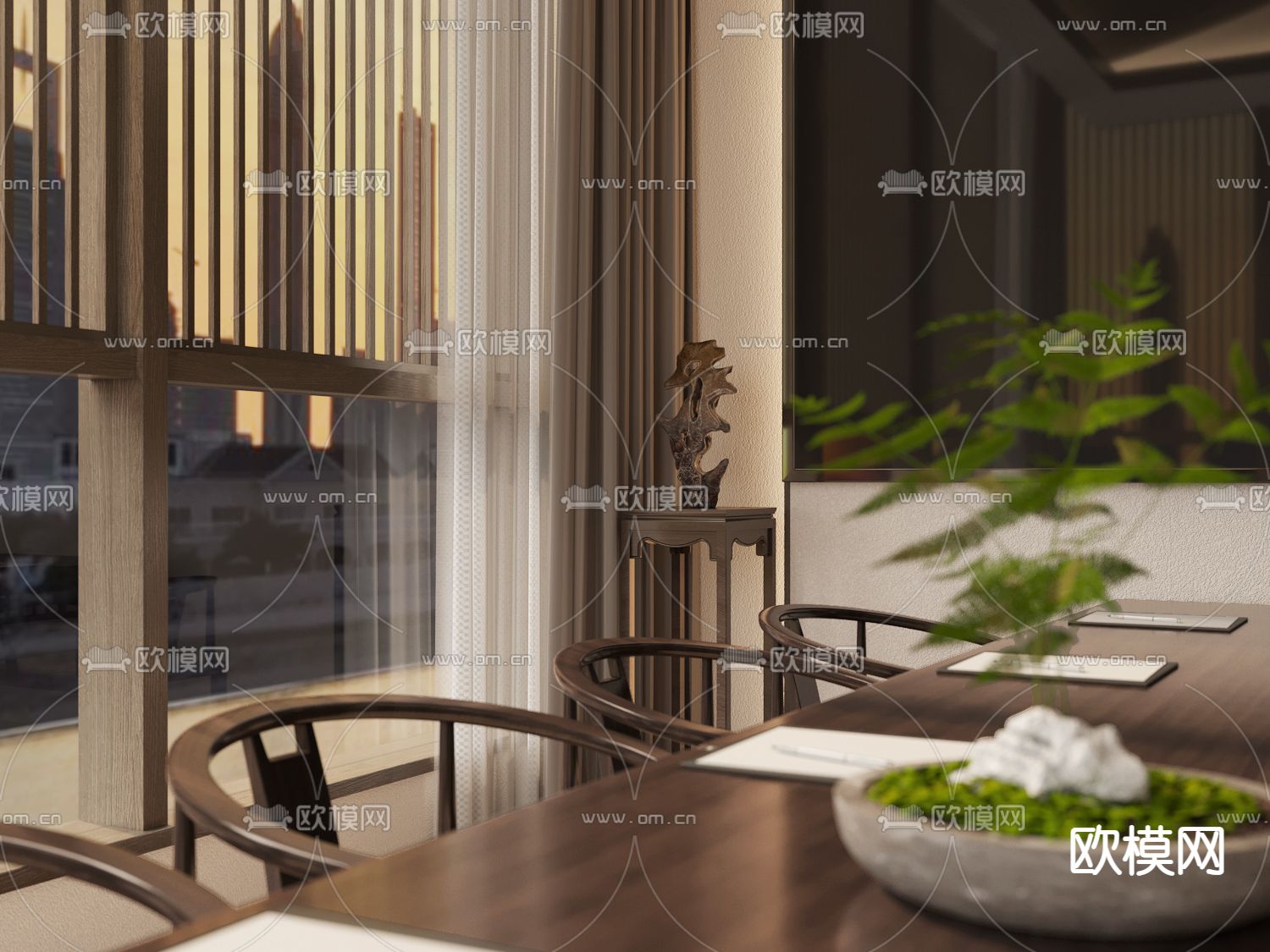新中式茶馆茶室3d模型下载（渲染图2）