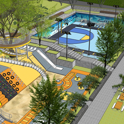  现代儿童公园su模型 