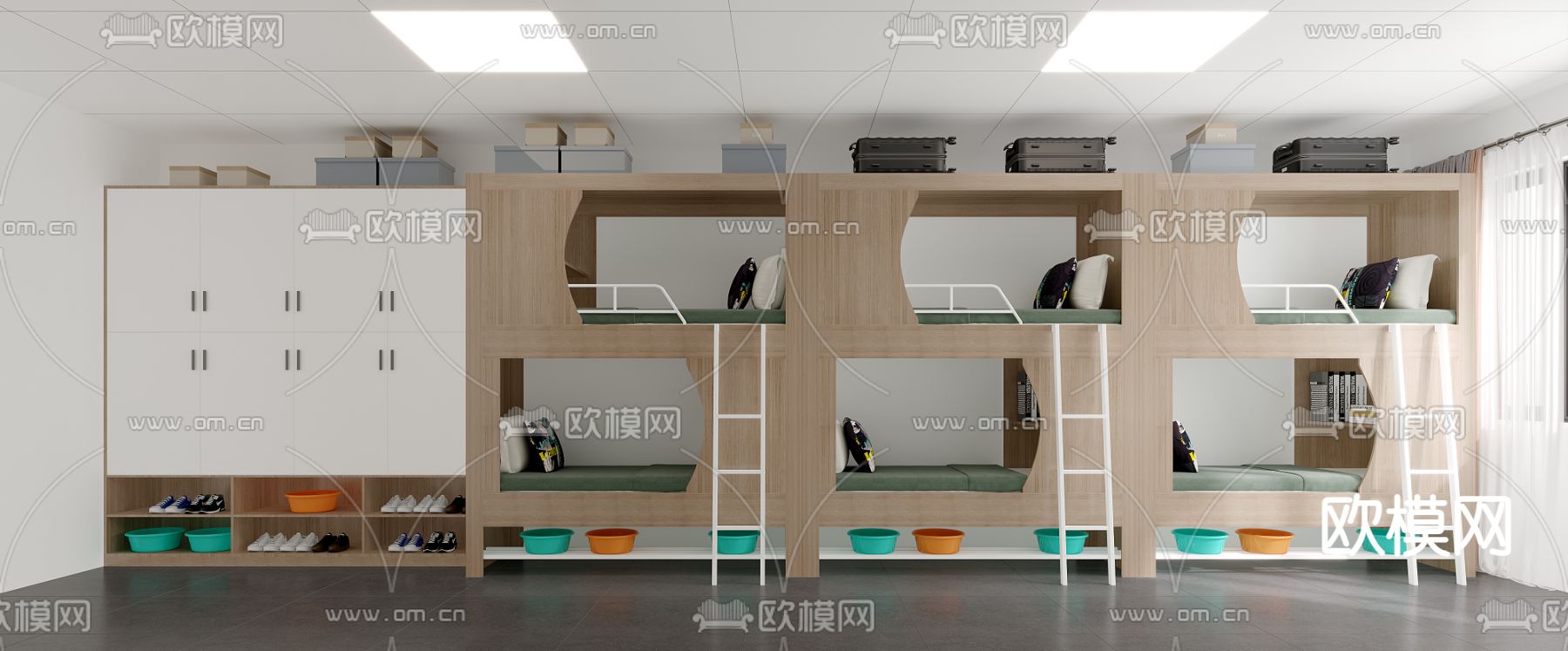现代学校宿舍3d模型下载（渲染图2）
