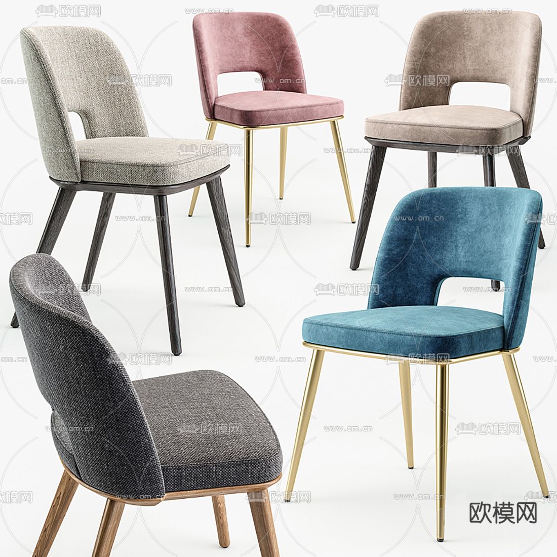 Calligaris 现代布艺单椅3d模型下载（渲染图1）