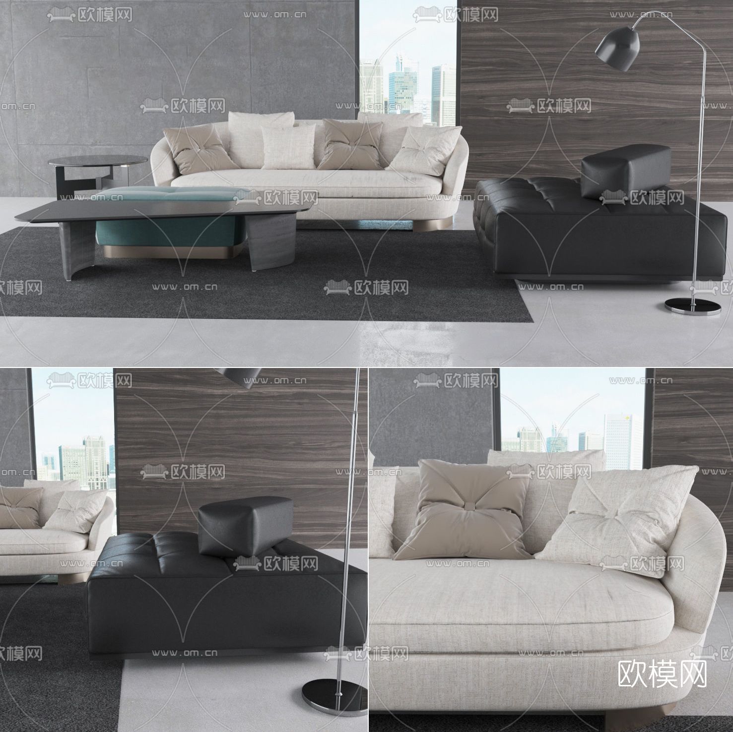 现代沙发组合免费3d模型下载