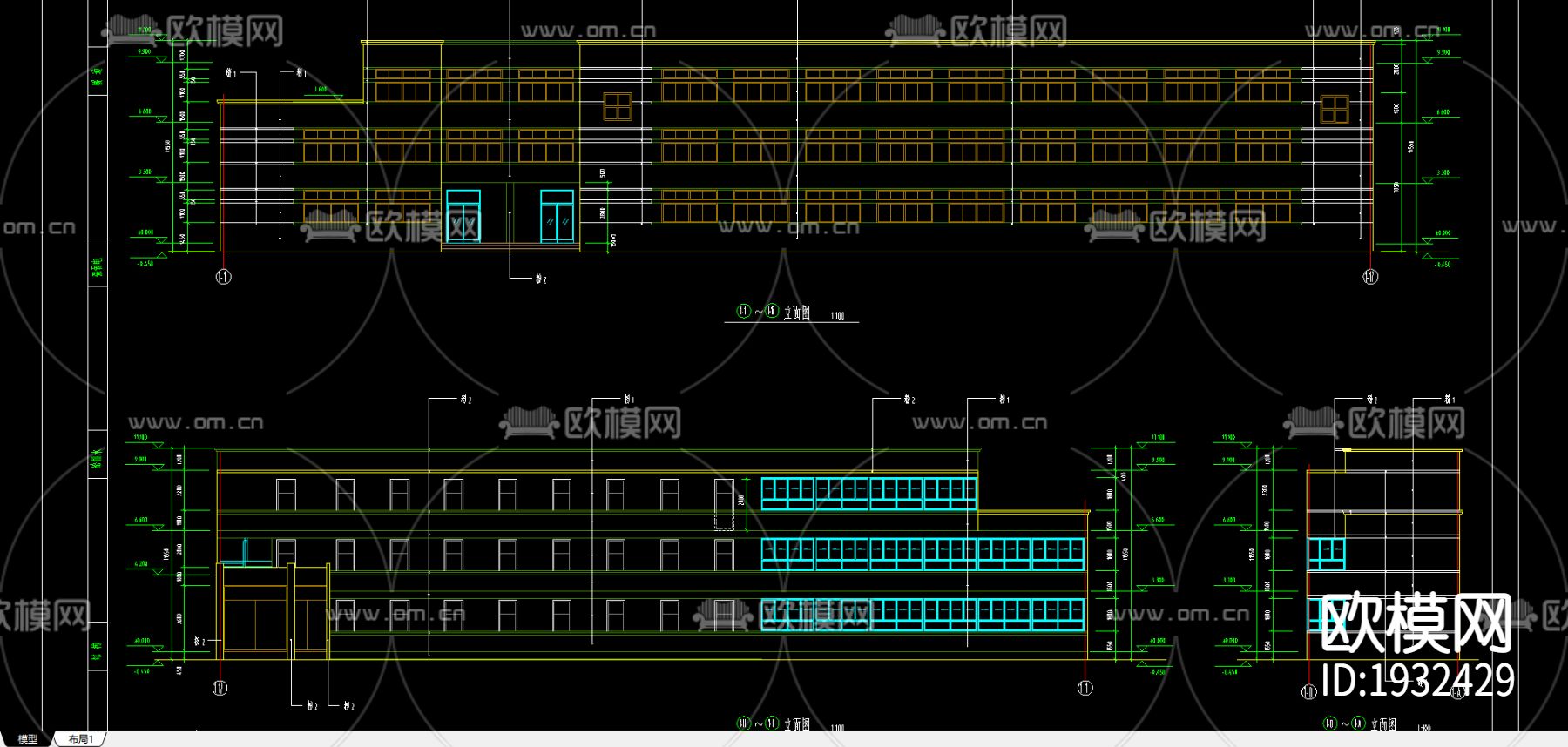 教学楼cad施工图下载（渲染图2）