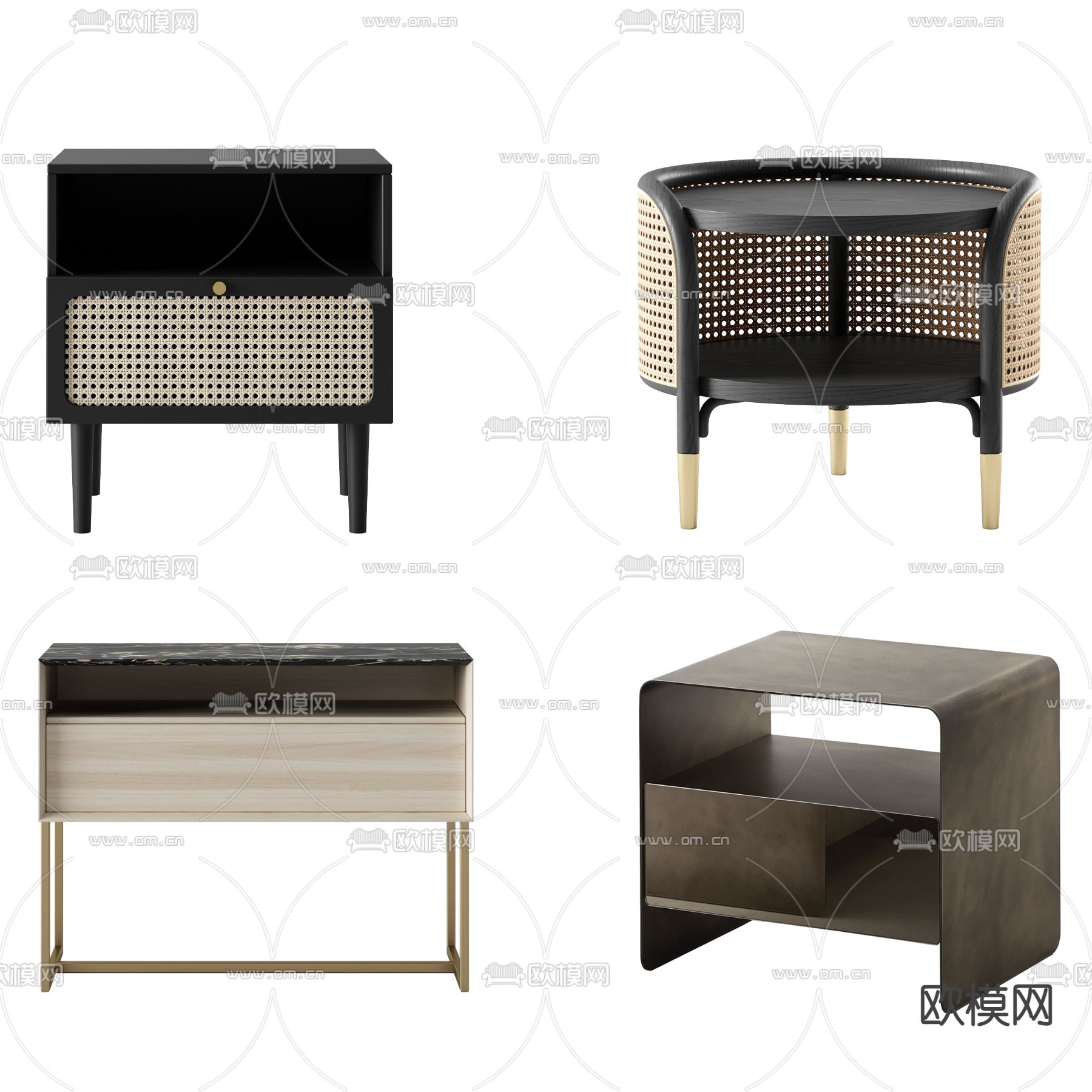 现代轻奢床头柜su模型下载（渲染图1）