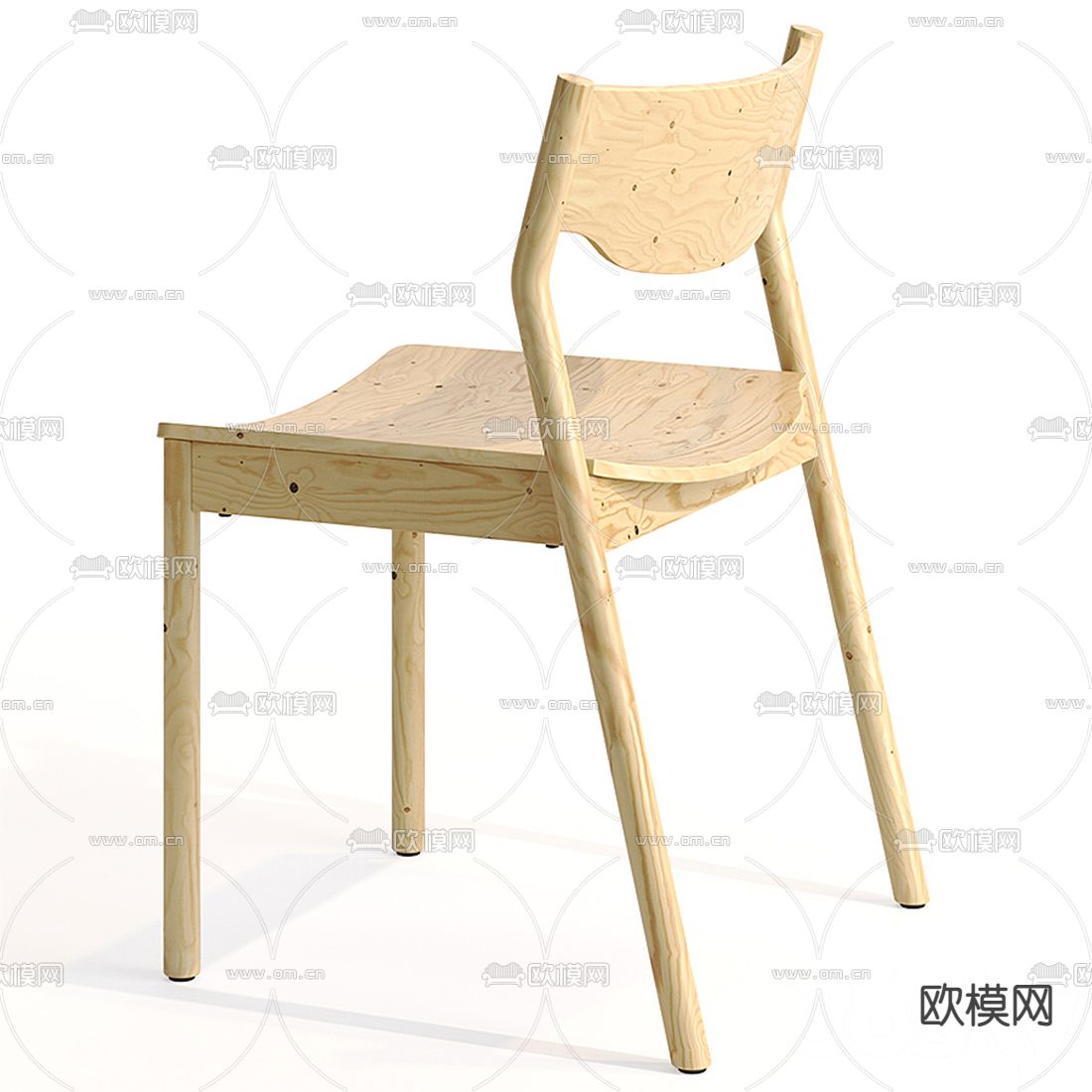 现代木质单椅3d模型下载（渲染图4）