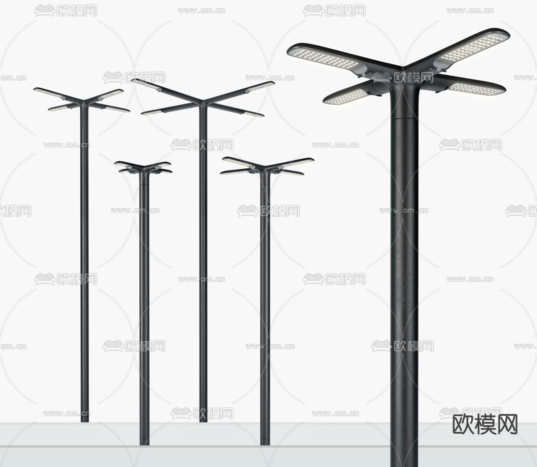 现代金属路灯3d模型下载（渲染图2）